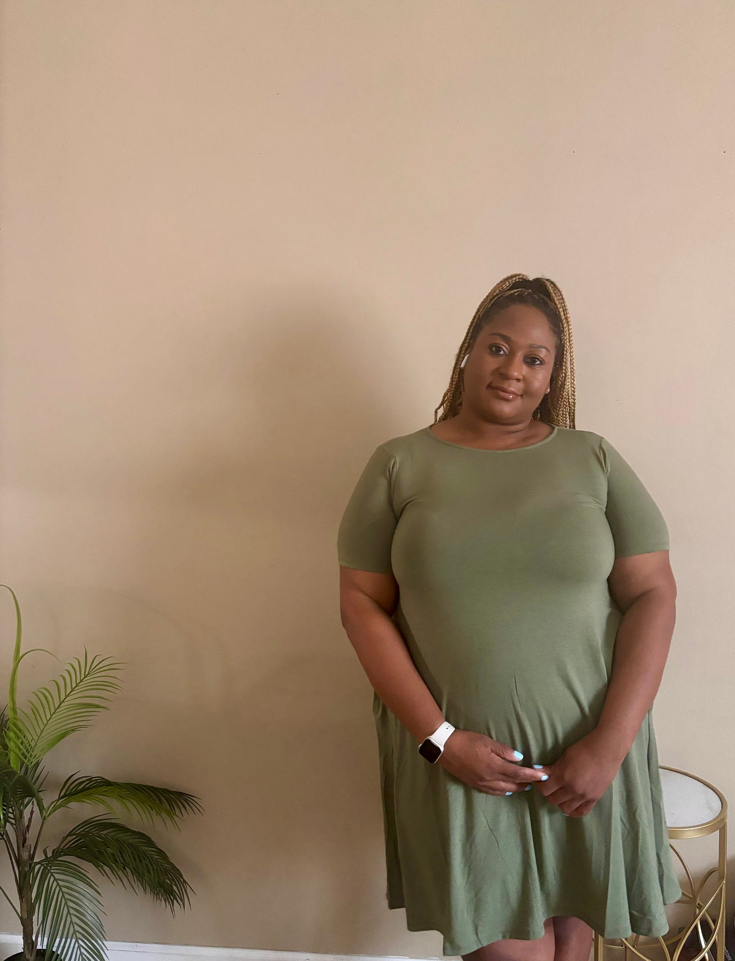 Barely Basic Short sleeve dress Light Olive