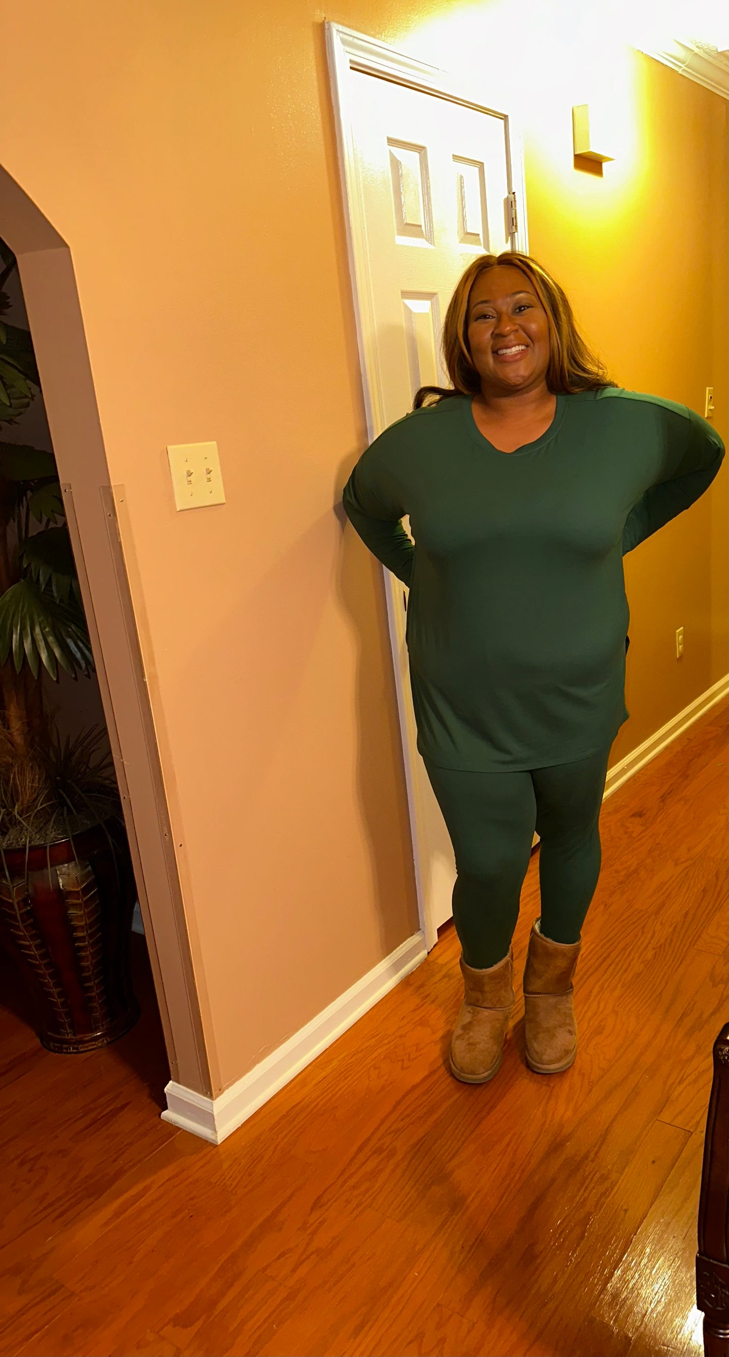 Long Sleeve Feelin’ Flirty Leggings Set Dark Green