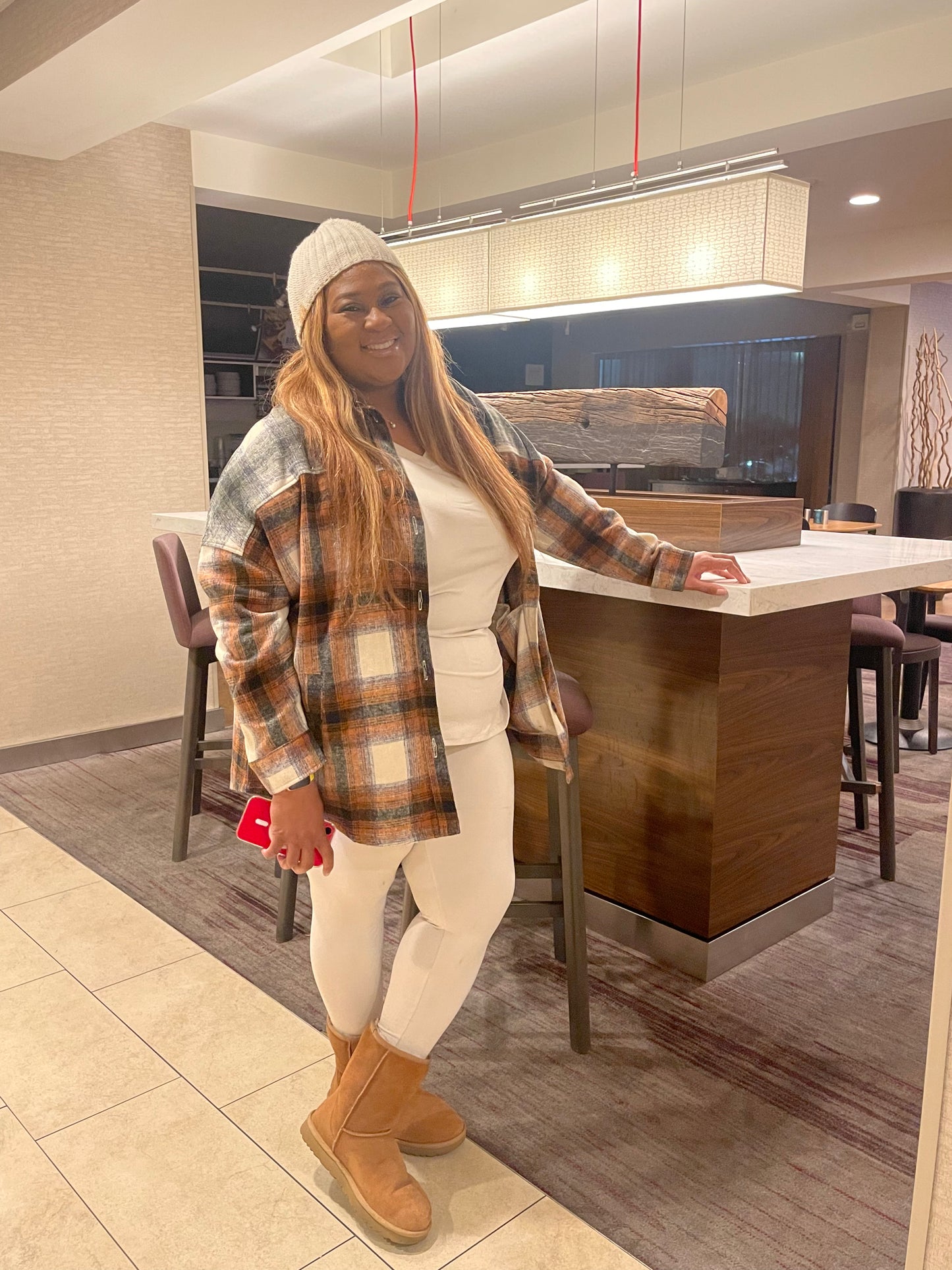 Plaid Rust Olive Shacket -Plus