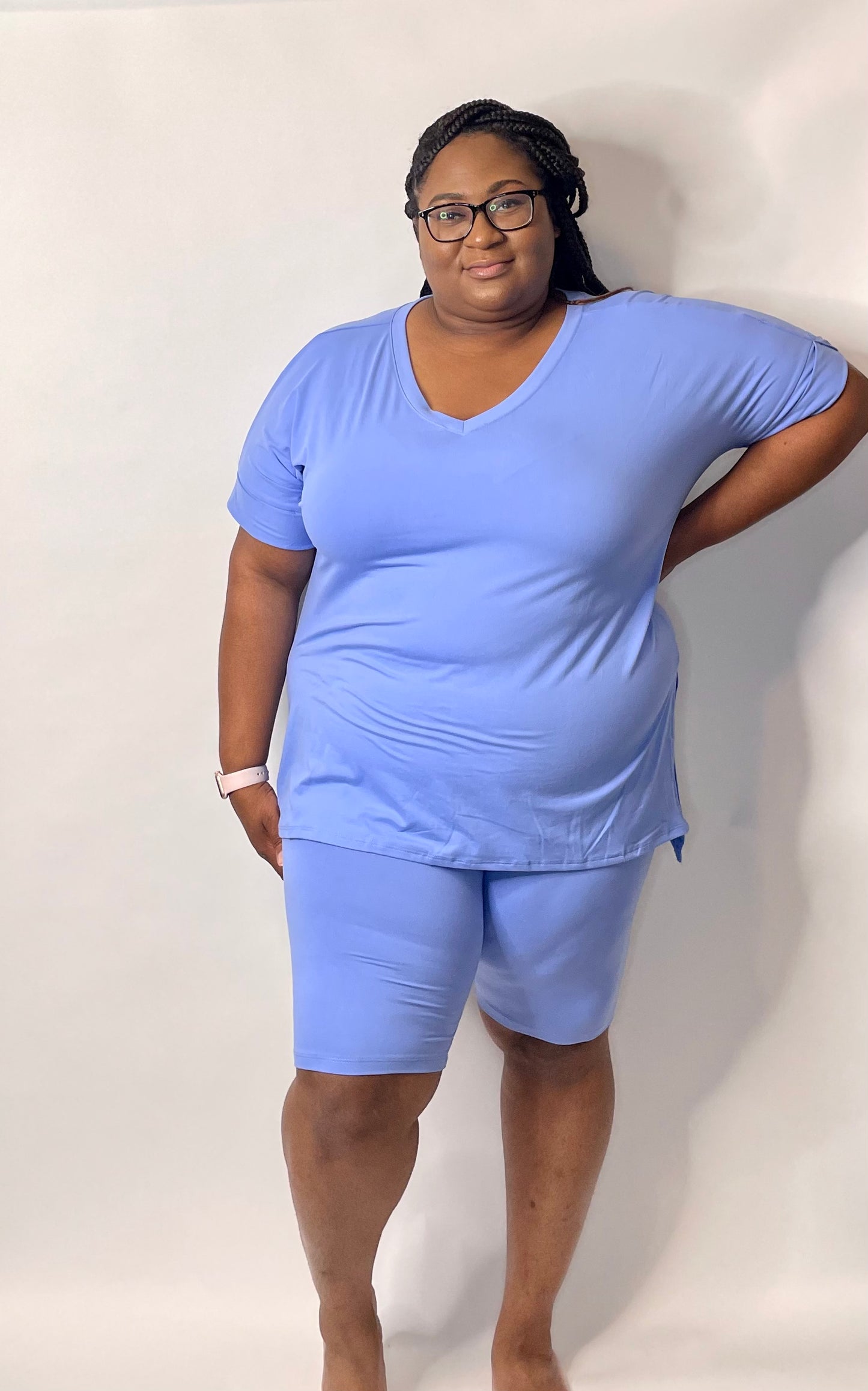 Feelin’ Flirty Biker Short Set Spring Blue