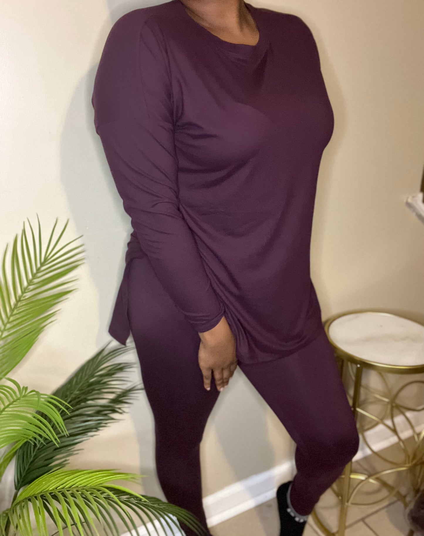Long Sleeve Feelin’ Flirty Leggings Set Eggplant